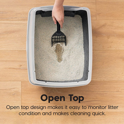 IRIS USA Large High Sided Cat Litter Box, Scatter Shield | High Kickers, Kick-Proof Sides, Extra Deep Pan, Raised Edge Protection, Keeps Floor Clean, Easy Daily Scoop3
