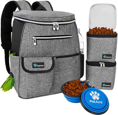 Petami Dog Travel Bag Backpack, 27L Airline Approved Pet Supplies Organizer with 2 Food Containers, 2 Collapsible Bowls & Poop Bag Dispenser, Weekend Road Trip Camping Dog Mom Gift, Purple8