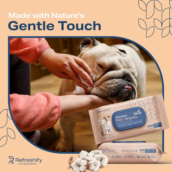 REFRESHIFY Dog Wipes for Paws and Butt - Plant Based Unscented (Pack of 400) - Pet Wipes for Dogs and Cats - Deodorizing Non Toxic Dog Wipes, +12 Additional Travel Wipes6