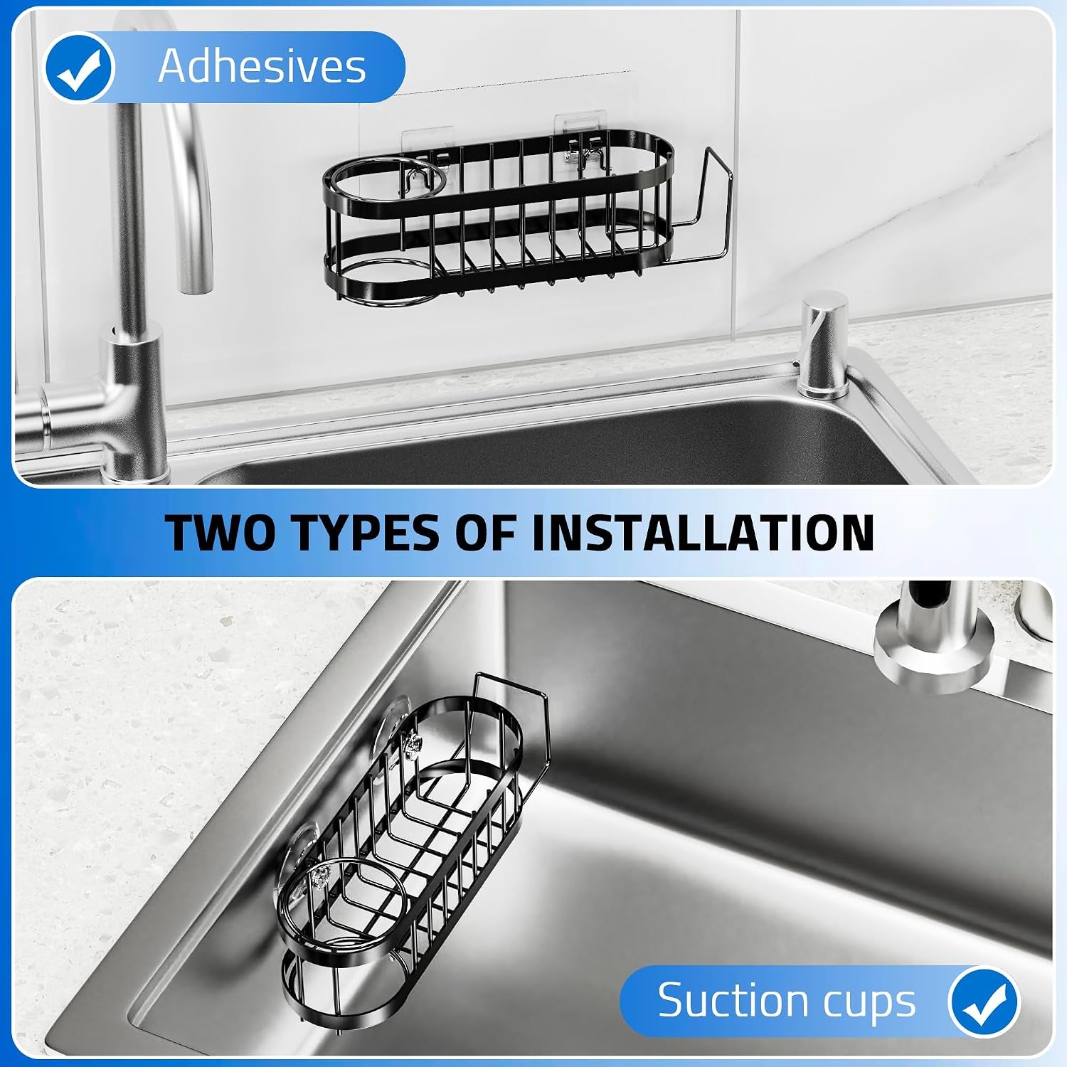 sponge-holder-smiley-face-sink-caddy-for-kitchen-sink-kitchen-organizer-sponge-holder-with-2-pcs-suction-cups-and-adhesive-strips-designed-for-sponge-soap-dish-brush-scrubber-black