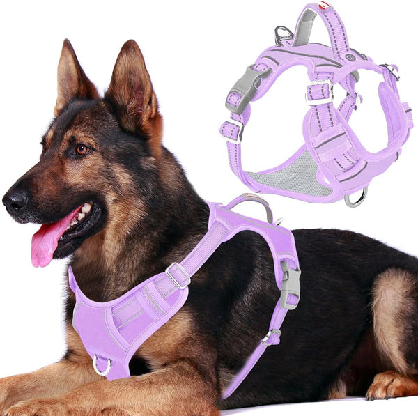 BARKBAY Dog Harness No Pull with ID Tag Pocket - Heavy Duty, Reflective, Easy Control for Large Dogs(Blue,L)76