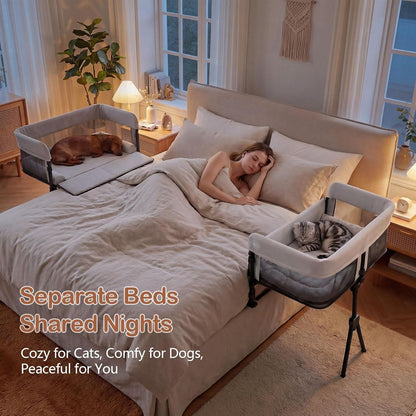Bedside Dog Bed, Adjustable to Human Bed Height, 11-Inch Guardrail, Foldable & Portable Pet Bed Attachment, Improves Owner'S Sleep Quality, for Small Size Dogs (<40 LBS) & All Cats8