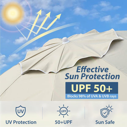 Shade Umbrella, Premium Portable Umbrella with Stand, 6.5Ft Lightweight Free Standing Canopy for Sporting Games, Adjustable Instant Sun Protection and Easy to Carry, Beige5