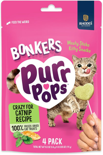Bonkers Purrpops Freeze-Dried Catnip Flavored Lollipop Cat Treats, 4 Pieces (Pack of 13)2