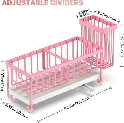 Sponge Holder for Kitchen Sink, Sink Caddy Organizer with High Brush Holder, Kitchen Countertop Organizers and Storage Essentials, Rustproof 304 Stainless Steel (Pink, 9.25″)2
