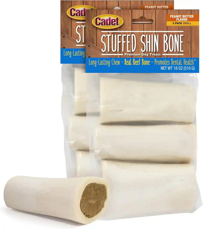 Cadet Stuffed Shin Bone, Long-Lasting Dog Chew Bones for Aggressive Chewers, High Protein Filled Bone Dental Chew for Dogs, Peanut Butter Flavor Filling, 3-4" for Small Dogs, 3 Pack15