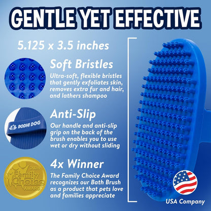 Bodhi Dog Shampoo Brush - Pet Grooming & Bath Supplies for Dogs and Cats - Bath Brush for Long & Short Hair - Premium Scrubber for Shower, Showerhead, Sprayer & Bathing (One Pack, Blue)5