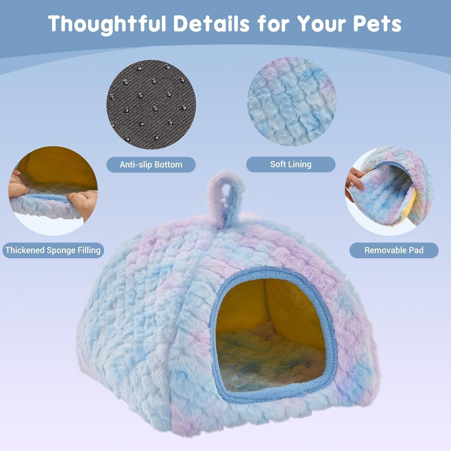 avont-2-pack-guinea-pig-tunnel-hideout-bed-set-washable-hideout-tunnel-set-breathable-fleece-dual-entrances-removable-pad-blue-or-yellow