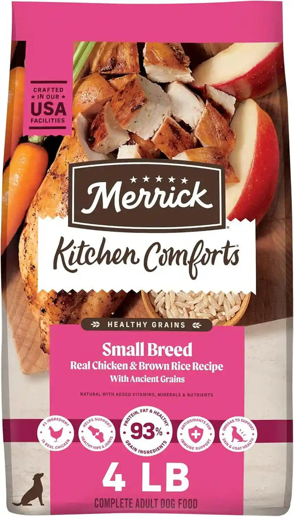 Merrick Healthy Grains Premium Dry Dog Food for Small Dogs, Wholesome and Natural Kibble, Small Breed Recipe - 4.0 Lb. Bag1