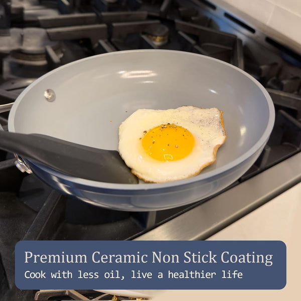 Premium Ceramic Sauce Pan with Lid, 3.5 QT Nonstick Saucepan | for Healthy Everyday Cooking, PFAS & PTFE Free, Induction Compatible, Oven Safe up to 500°F, Fusion Red8
