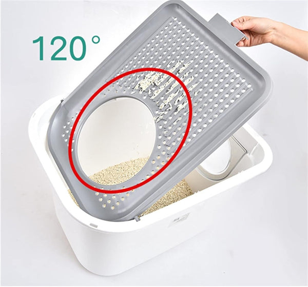 Dog Potty Training Toilet ﻿ Large Closed Cat Litter Box Pan Double Door Design Potty Top Entry Type Anti-Splashing Supplies with Pet Plastic Scoop(B)2
