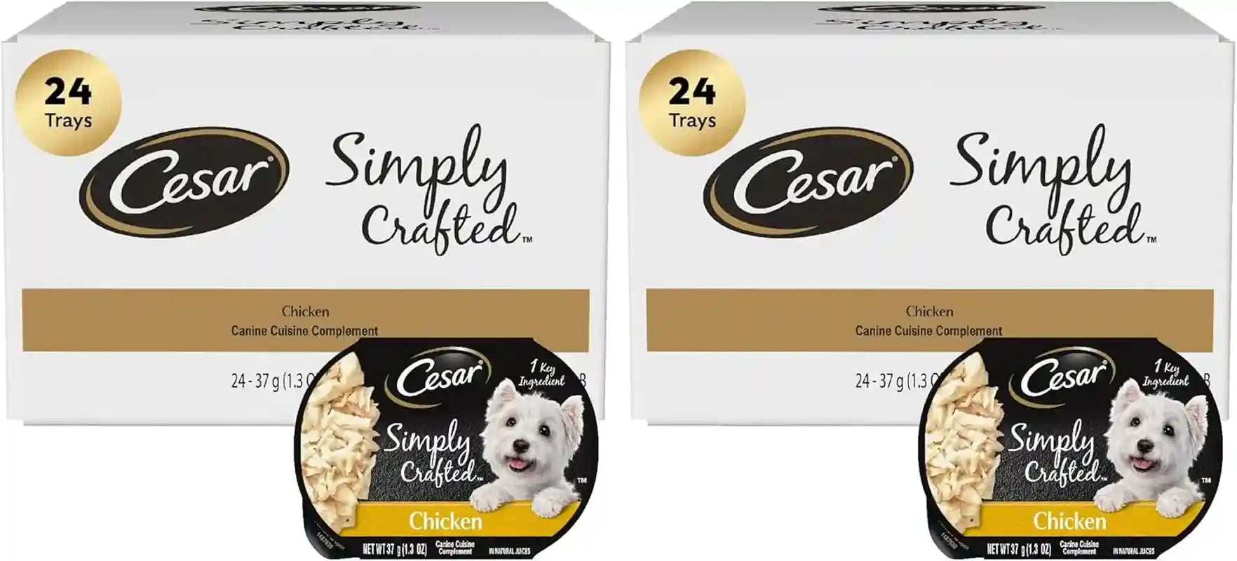 cesar-simply-crafted-wet-dog-food-toppers-chicken-1-3-oz-10-count-real-chicken-1-ingredient-no-by-products-or-artificial-flavors-slow-cooked-easy-to-digest-single-serve-tubs