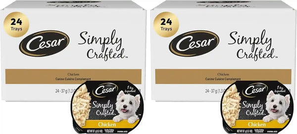 Cesar Simply Crafted Wet Dog Food Toppers, Chicken, 1.3 Oz, 10 Count | Real Chicken #1 Ingredient, No By-Products or Artificial Flavors, Slow-Cooked, Easy to Digest, Single-Serve Tubs15