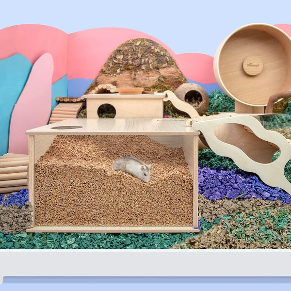Niteangel Visible Hamster Digging Box for Syrian Dwarf Roborovski Campbell Hamsters Gerbils Mice Lemmings Degus or Other Small-Sized Pets (Burlywood)6
