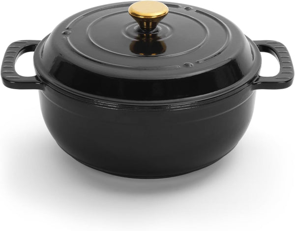Dutch Oven Pot with Lid, 5 Quart Enameled Cast Iron Dutch Oven, Dual Handles, Kitchen Pots Oven Safe up to 500°F, Stovetop Compatible, Marinate, Cook, Bread Baking, Refrigerate & Serve, Black9
