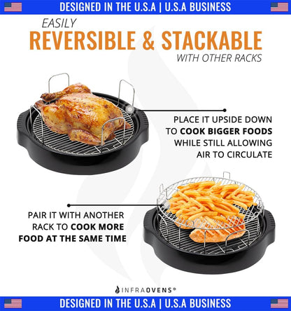 4 Inch Stainless Steel Grill Rack Compatible with Nuwave® Oven Pro, Primo, Nutrichef, Black Decker | Reversible Grate Accessory for Cooking, Baking, Cooling in Infrared Kitchen Convection Toaster Oven3