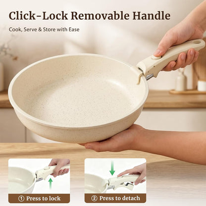 21Pcs Nonstick Pots and Pans Set with Detachable Handles, Oven Safe | Stackable Granite Cookware Set for Rvs, Camping, Induction Compatible, Non-Toxic Pfoa/Pfos-Free7