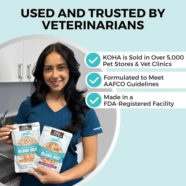 KOHA Limited Ingredient Bland Diet for Dogs, Chicken and White Rice Sensitive Stomach Wet Dog Food, Sold in over 5,000 Vet Clinics & Pet Stores, Gentle Easy to Digest Bland Diet Dog Food, Pack of 64