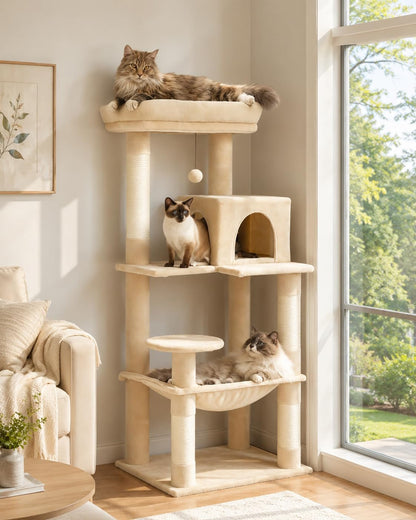 MUTTROS Mushroom Cat Tree Tower with Removable Scratcher, Large Hammock, Condo, Perch, 3 Sisal Posts – Multi-Level Cat Tree for Indoor Cats, Cute Cat Tower for Small Space Homes9