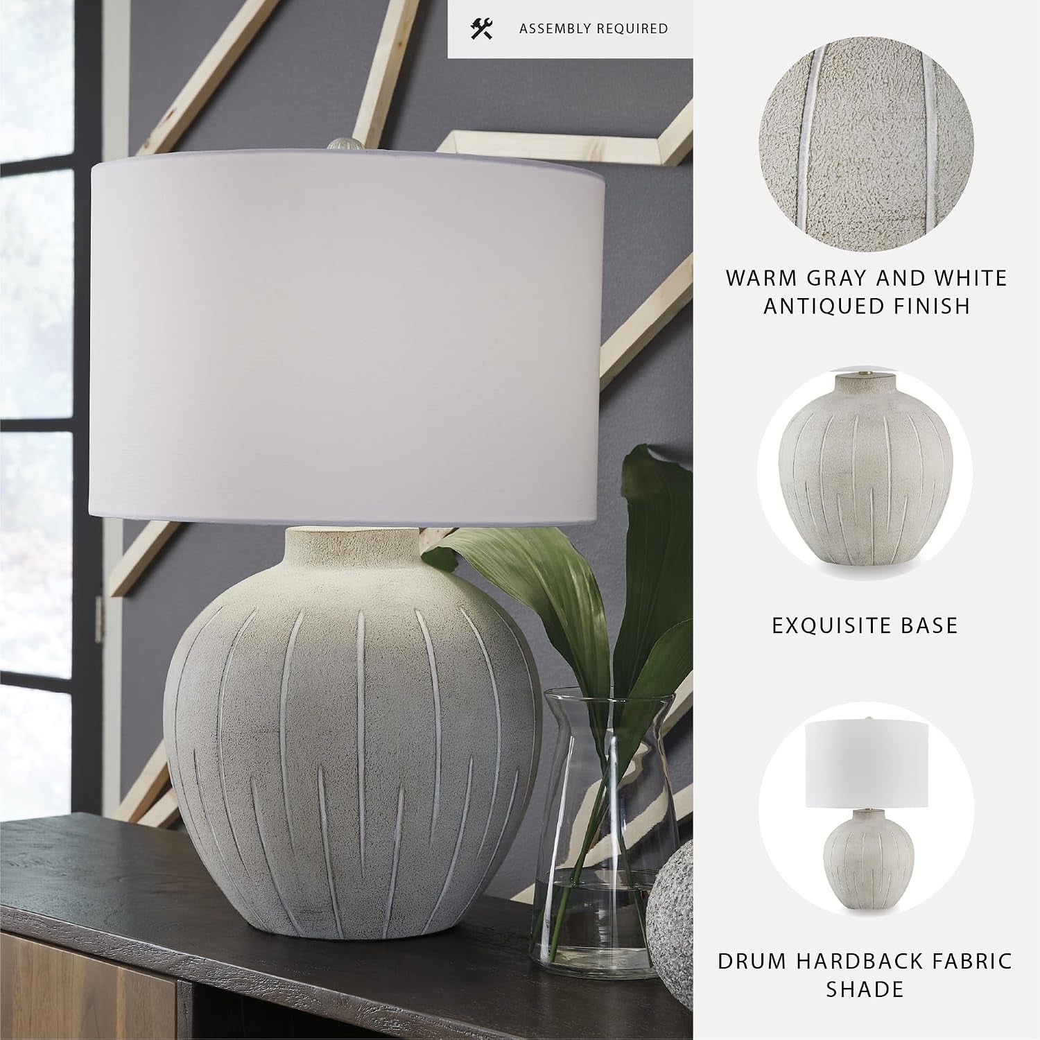 signature-design-by-ashley-living-room-table-lamp-3-way-vintage-gray-textured-warm-gray-polyresin-base-with-3-way-lighting-and-cotton-blend-drum-shade-vintage-farmhouse-style-calbert-series