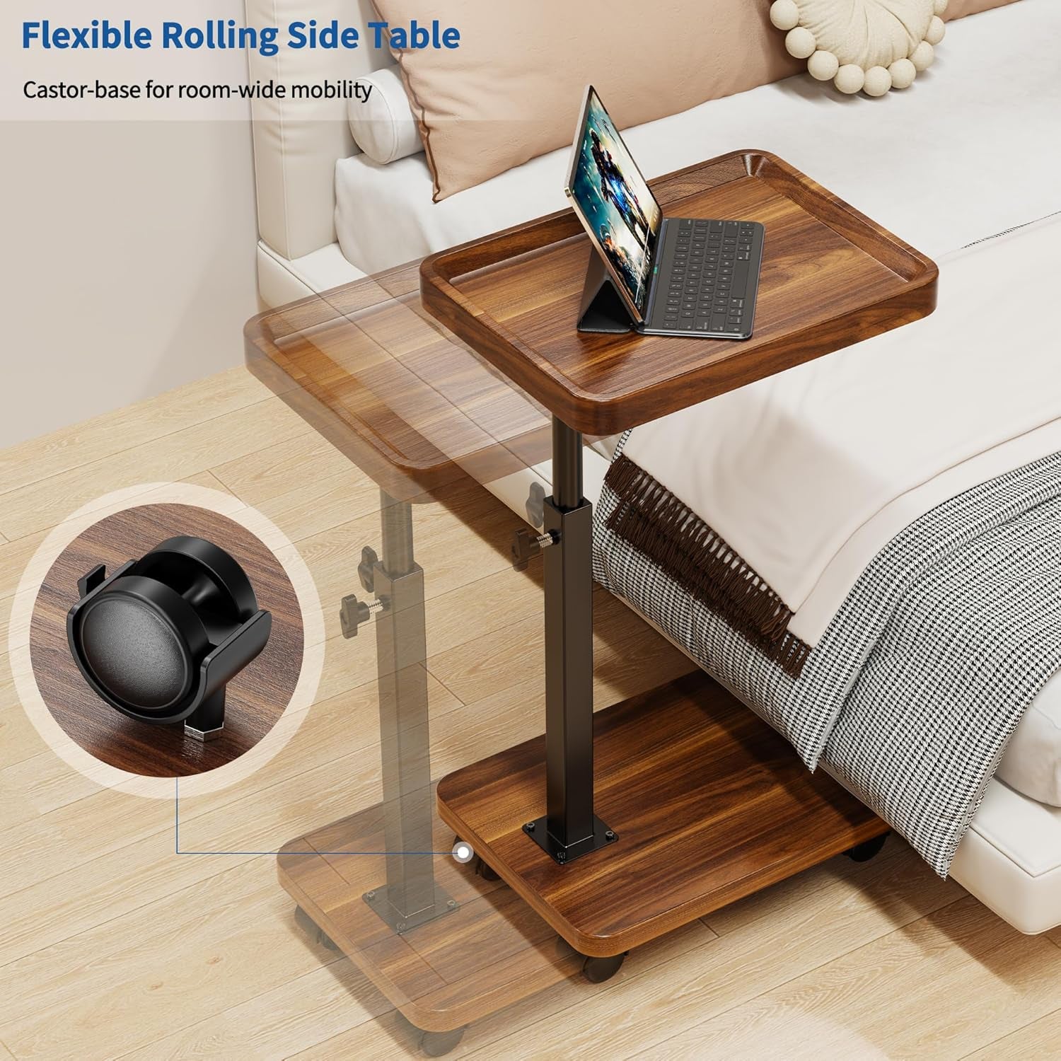 c-table-end-table-adjustable-height-360-swivel-tv-tray-table-for-small-spaces-side-tables-with-wheels-for-living-room-and-bedroom-bed-walnut