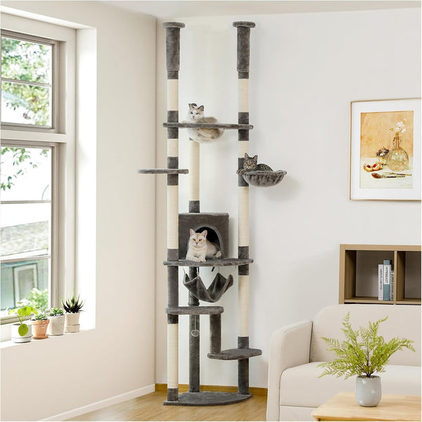 PETEPELA Cat Tree for Indoor Cats, 34.6" Small Cat Tower with Scratching Posts, 2 Condos, Scratching Ramp & Dangling Toys, Cat Play House for Kittens and Small Cats | Compact Tower with Thick Sisal Posts, 2 Condos, Dangling Toys & a Cozy Top Bed—For Kittens & Small Cats15