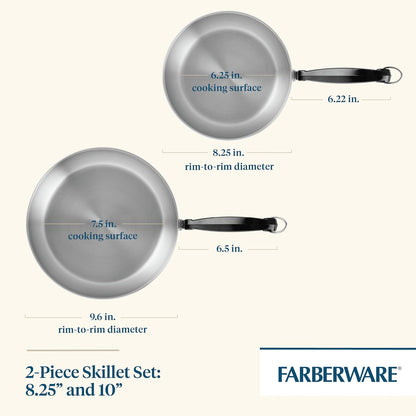 Stainless Steel Frying Pan Set, 8.25 and 10-Inch Skillets | Two Versatile Stainless Steel Skillets for Everyday Cooking, from Searing to Sauteing, Dishwasher Safe3