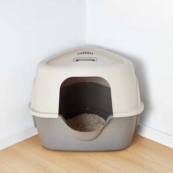 Amazon Basics Cat Litter Box with Lid, No-Mess, Spacious Enclosed Design with Odor Control, Easy Access, Stain Resistant, 26" X 23" X 20", Charcoal6
