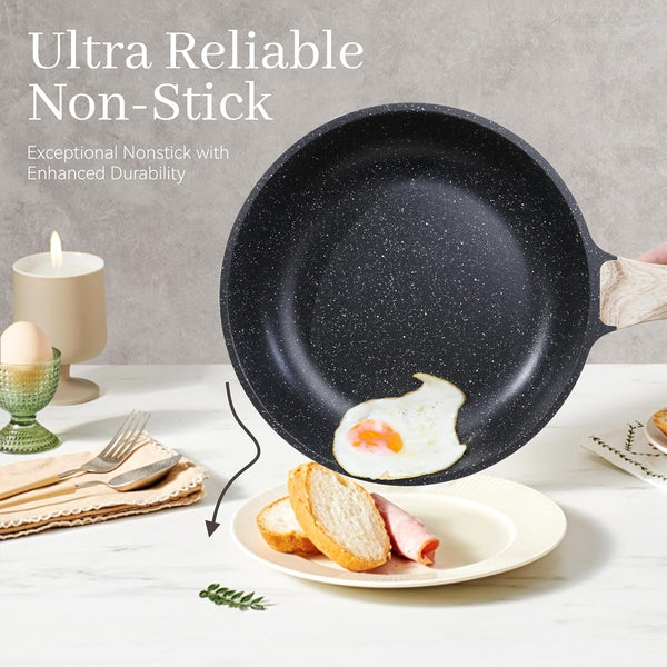 Pots and Pans Set, Nonstick Kitchen Cookware Sets，23Pcs Black Granite Induction Non-Toxic Healthy Kitchen Cooking Set W/Frying Pans, Saucepans, Griddle, Eggpan（Pfos, PFOA Free）3