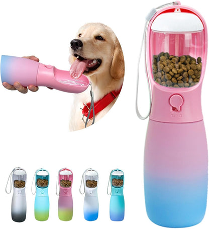 2-In-1 Dog Water Bottle Portable, Food Grade Travel Dog Bowls with Food Container, 19Oz Dog Water Bowl Dispenser, Hiking Essentials, Puppy Stuff Dogs Accessories Girl Boy (Blue)9