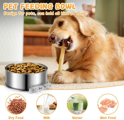 Stainless Steel Dog Bowls, Shineme 40Oz & 60Oz No Spill Dog Crate Water and Food Bowls with Hanging Hook for Kennel, Cage and More, 7.0 X 3.7” & 6.2 X 2.5” Feeder Dish for Large and Medium Dogs4
