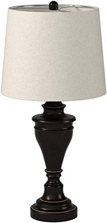 Signature Design by Ashley Table Lamp Set of 2, Dark Bronze | Fabric Hardback Shade, 28.5 Inches Tall, Traditional Double Pillar Base, 3-Way Switch, Living Room Use, Darlita Series7