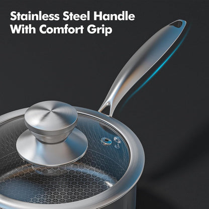 ® Hybrid Nonstick Stainless Steel Pots and Pans Set, Induction Cookware Set with Tempered Glass Lids, Non-Stick Pot and Pan Set Suitable for All Cooktops, Non-Toxic, Dishwasher & Oven Safe5