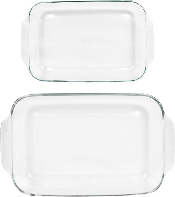 233 (3Qt) and 232 (2Qt) Clear Glass Baking Dishes - Made in USA | Clear Glass | Oven, Microwave & Dishwasher Safe | Ideal for Casseroles, Desserts & Meal Prep | Nesting Design2
