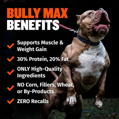 Bully Max Dry Dog Food for Adults & Puppies - High Protein & Fat for Muscle & Weight Gain - High Performance Dog Food Supplements - Small & Large Breed Dogs (535 Calories per Cup), Chicken, 15Lb Bag4