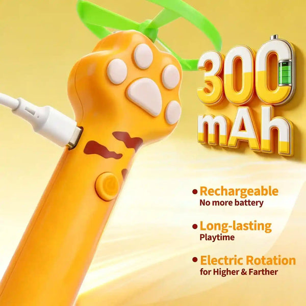 BABORUI Cat Toy Disc Launcher, Rechargeable Interactive Cat Fetch Toy Launcher with 8 Flying Discs, Flying Enrichment Toys for Indoor Bored Kittens & Adult Cats (Yellow)3