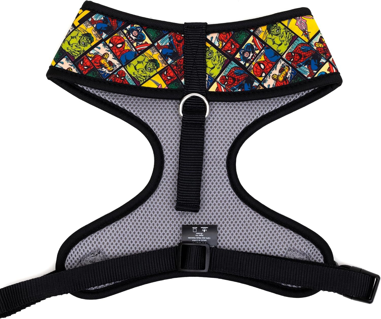 marvel-comics-pet-harness-dog-collar-plastic-buckle-marvel-brick-and-retro-comic-panels-blocks-black-yellow