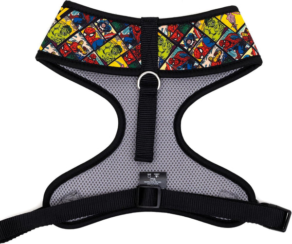 Marvel Comics Pet Harness, Dog Collar Plastic Buckle, Marvel Brick and Retro Comic Panels Blocks Black Yellow2