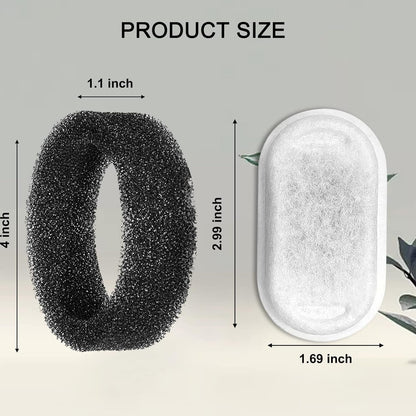 Cat Water Fountain Filters for 108/3.2L& 67Oz/2L Stainless Steel Pet Water Dispenser Fountain Filter Replacement with 8 Sponges (8 Filters&8 Sponges)6