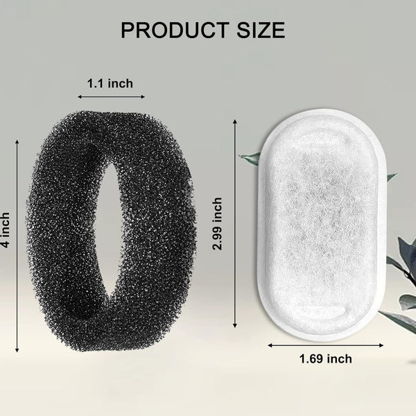 Cat Water Fountain Filters for 108/3.2L& 67Oz/2L Stainless Steel Pet Water Dispenser Fountain Filter Replacement with 8 Sponges (8 Filters&8 Sponges)6