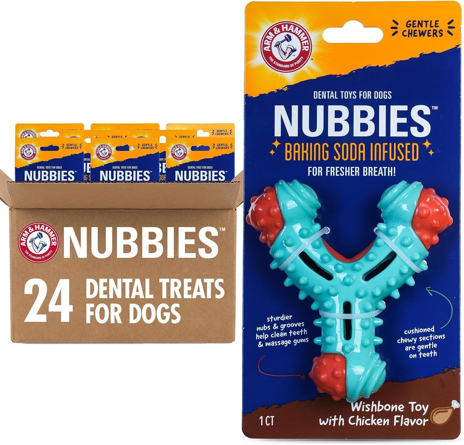 arm-and-hammer-nubbies-t-bone-dental-dog-chew-toy-with-peanut-butter-flavor-tpr-nubs-clean-teeth-and-gums-durable-nylon-chew-for-aggressive-chewers-helps-reduce-plaque-and-tartar