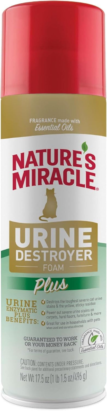 Nature'S Miracle Cat Urine Destroyer plus Foam, Enzymatic Cleaner, 17.5 Oz | Destroys the Toughest Cat Urine Stains, Foam Penetrates into the Carpet, Safe for Pets and Home*, Fresh Scent1