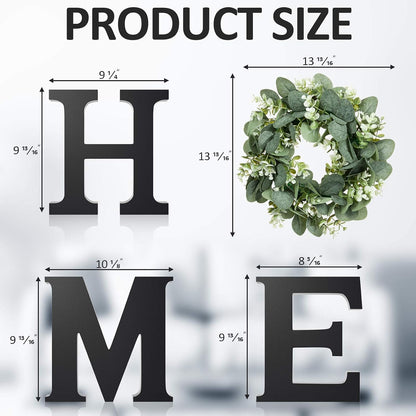 Wooden Home Letters with Wreath Artificial Eucalyptus Modern Decorative Hanging Farmhouse Sign for Living Room & Kitchen - Housewarming & Couple Gifts - Christmas Decoration6