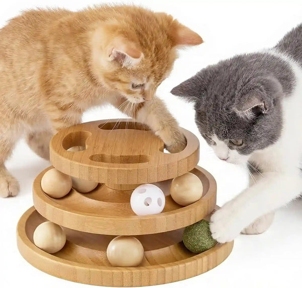 ZOMISIA Cat Ball Track Toy with Puzzle Top, Wooden Cat Toys for Indoor Cats | Interactive Spinning Balls, Large Cat Ball Tower for Kitten Exercise Mental Stimulation Self Play Home Enrichment8
