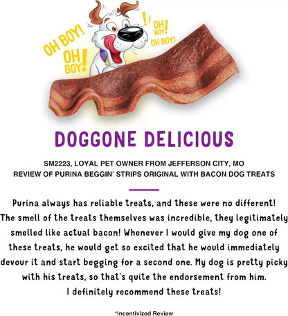 Purina Beggin' Strips Dog Treats, Original with Bacon Flavor - (Pack of 2) 26 Oz. Pouches7