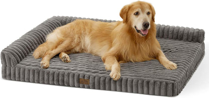 COZY KISS Ultra Soft Faux Rabbit Fur Dog Bed for Medium Dogs – 36"X27" Orthopedic Foam Couch, Removable Washable Cover & Waterproof Lining, Cream24
