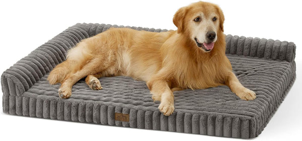 COZY KISS Ultra Soft Faux Rabbit Fur Dog Bed for Medium Dogs – 36"X27" Orthopedic Foam Couch, Removable Washable Cover & Waterproof Lining, Cream24
