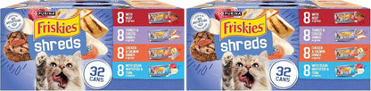 Purina Friskies Wet Cat Food Variety Pack, Shreds with Beef, Turkey and Cheese Dinner, Chicken and Salmon Dinner, and with Ocean Whitefish and Tuna - (Pack of 40) 5.5 Oz. Cans12