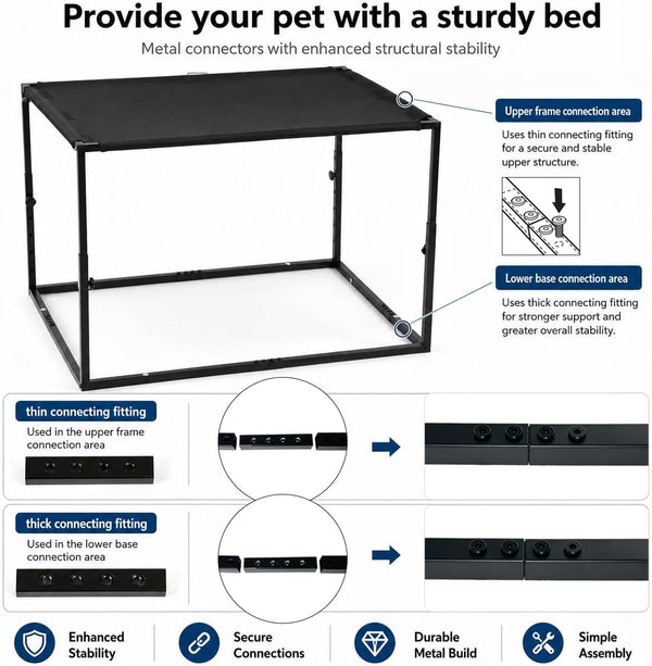 Adjustable Bedside Dog Bed for Medium Dogs, Elevated Co-Sleeper Dog Bed with Reinforced Metal Frame, Thick Supportive Cushion Mattress & Washable Cover, Dog Bedside Sleeper for Dogs & Cats3