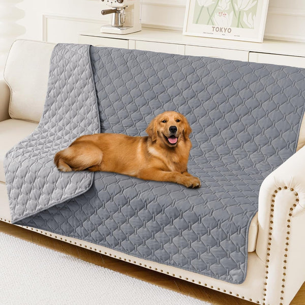 Smiry Waterproof Dog Bed Cover, Reversible Pet Blanket for Sofa Couch | Soft Washable Dog Blanket, Leakproof Couch Cover for Dogs Cats & Furniture Protection, 52X82, Grey/Dark Grey104